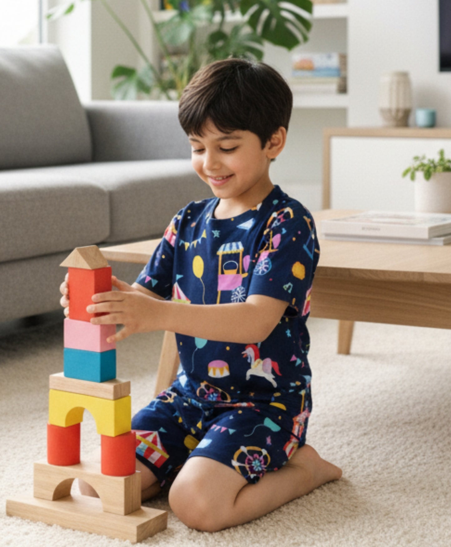 CARNIVAL CIRCUS BOYS SLEEPWEAR SHORTS SET - NAVY