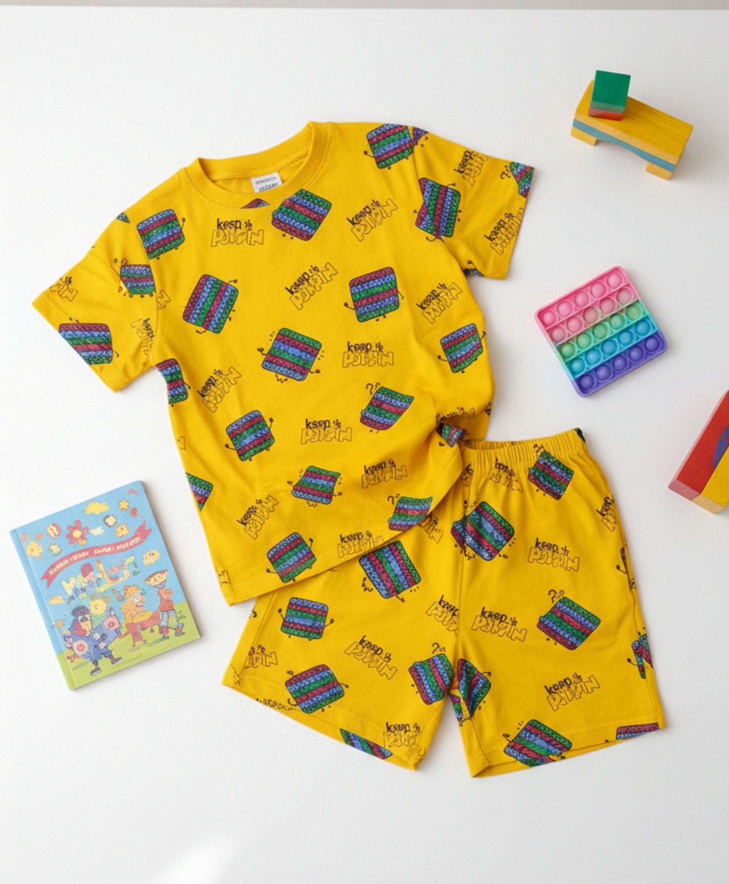 POP IT SLEEPWEAR SHORT SET - YELLOW