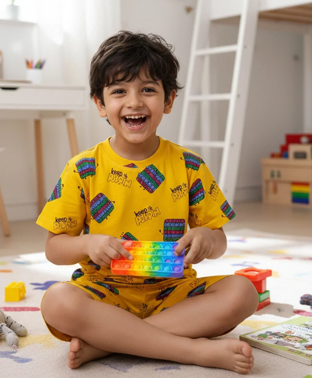 Pop It Boys Sleepwear Short Set - Yellow