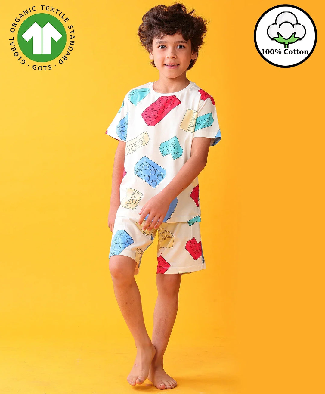 BUILDING BLOCKS SLEEPWEAR SHORTS SET - WHITE - Anthrilo 