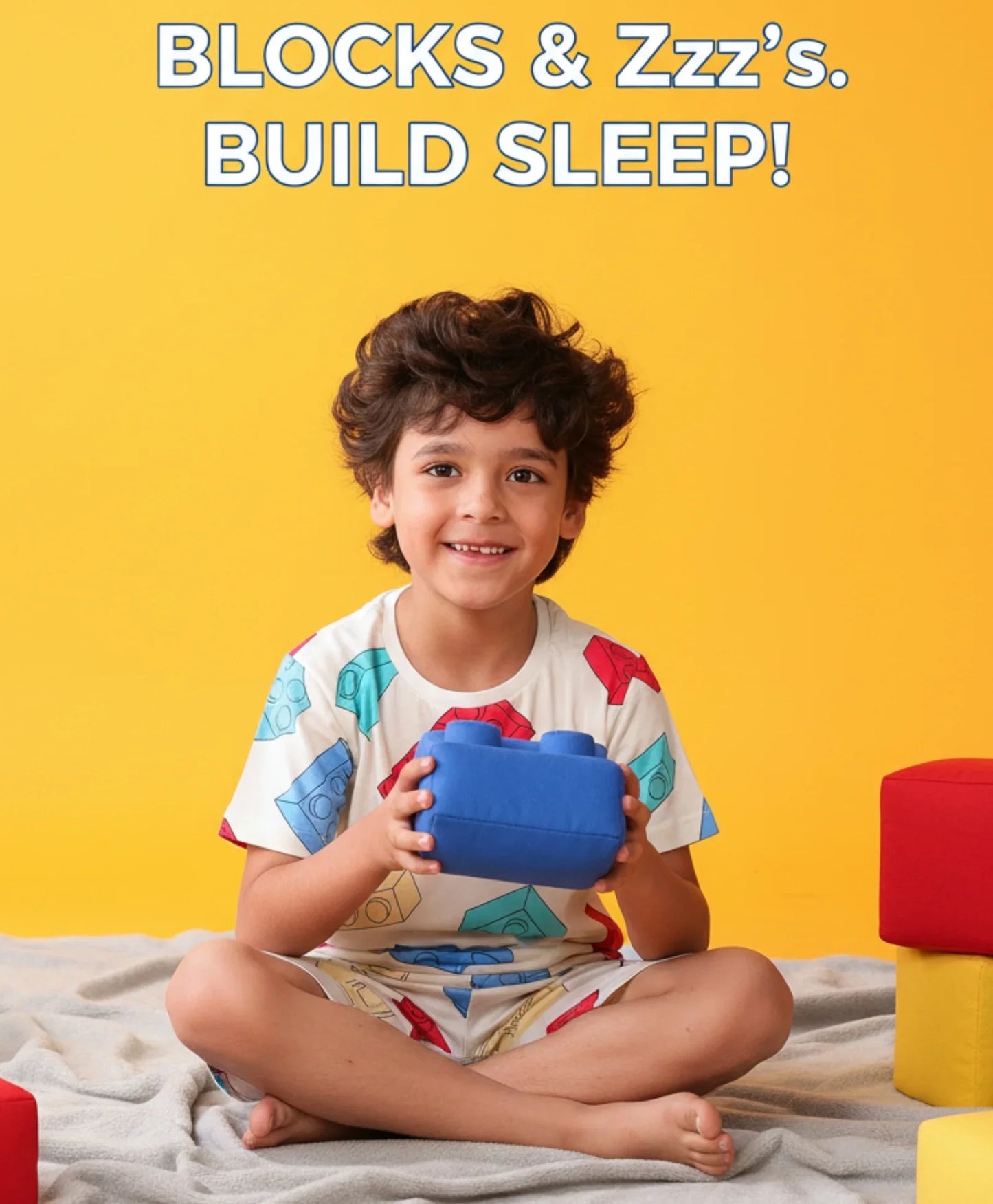 BUILDING BLOCKS SLEEPWEAR SHORTS SET - WHITE
