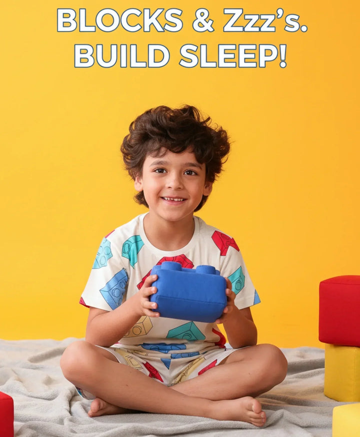 BUILDING BLOCKS SLEEPWEAR SHORTS SET - WHITE - Anthrilo 