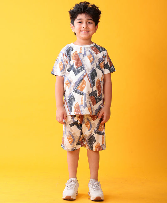 ZIG ZAG BLUE PLAYTIME T-SHIRT SHORT SET - BLUE