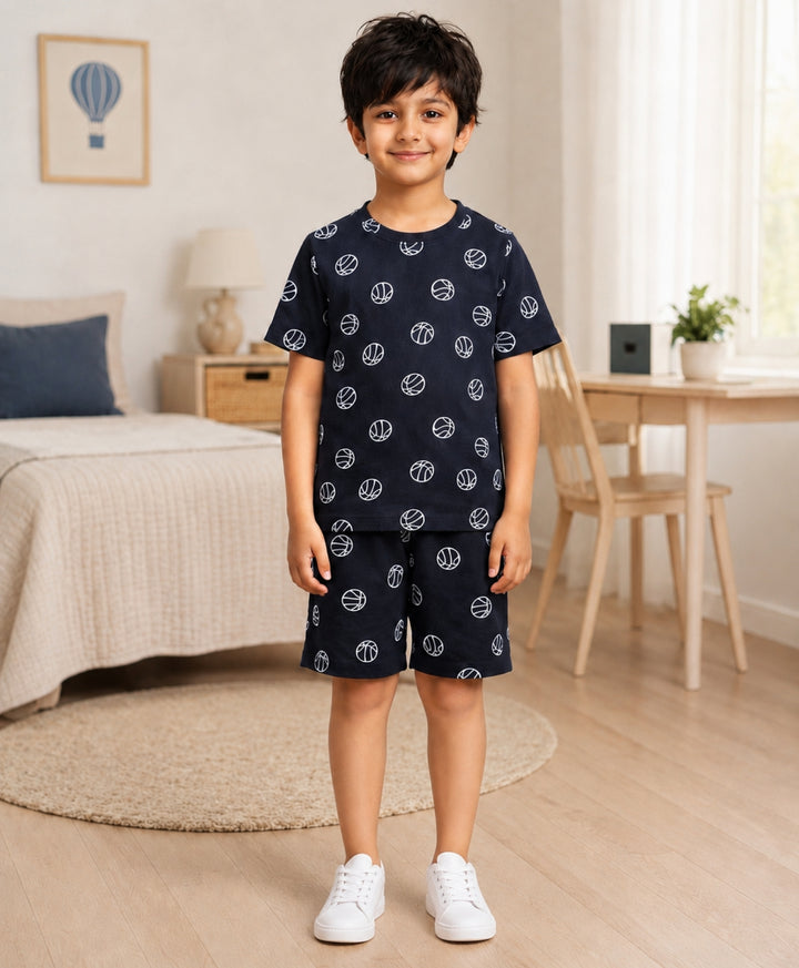 BASKETBALL PLAYTIME T-SHIRT SHORT SET - BLUE