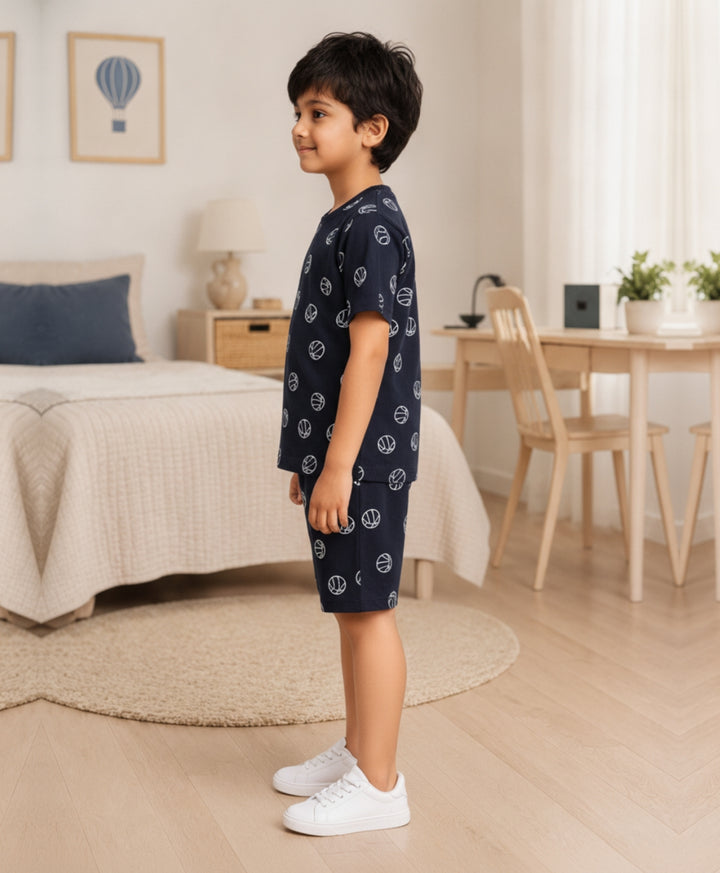 BASKETBALL PLAYTIME T-SHIRT SHORT SET - BLUE