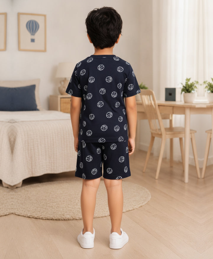 BASKETBALL PLAYTIME T-SHIRT SHORT SET - BLUE