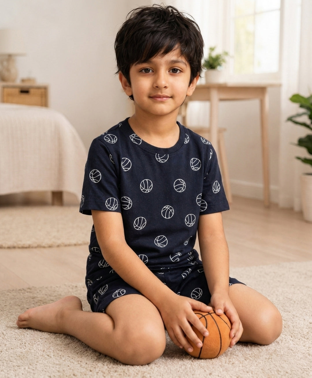 BASKETBALL PLAYTIME T-SHIRT SHORT SET - BLUE