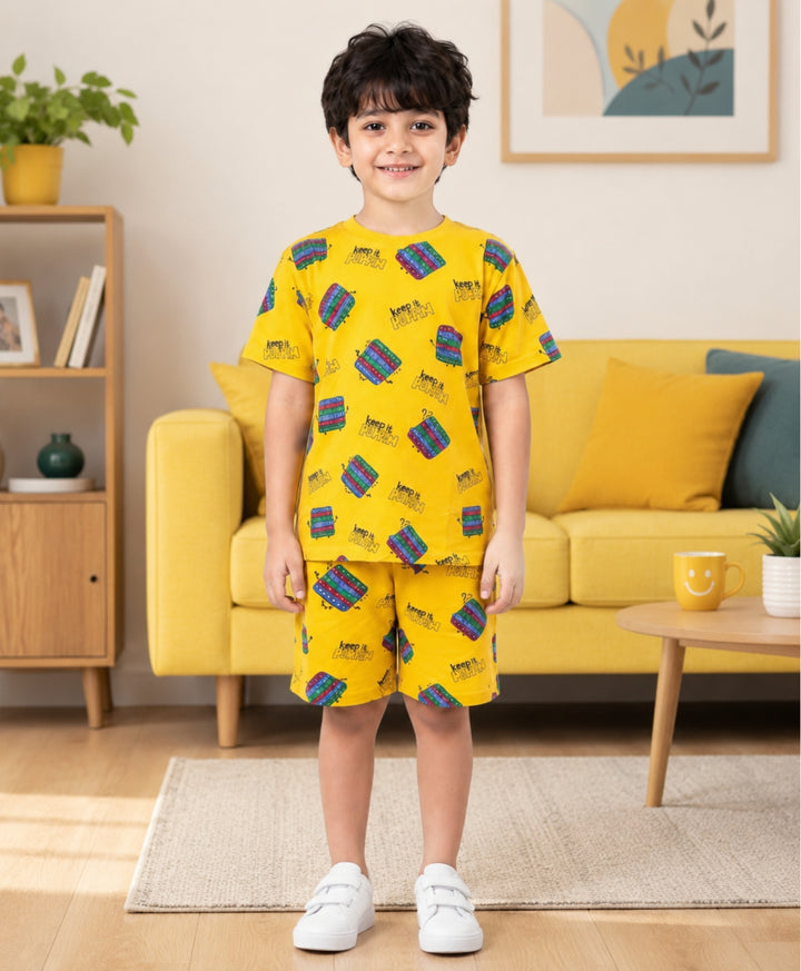 POP IT PLAYTIME T-SHIRT SHORT SET - YELLOW