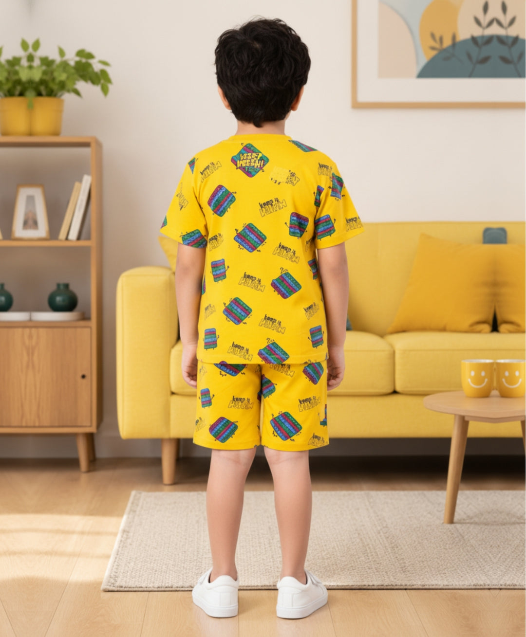POP IT PLAYTIME T-SHIRT SHORT SET - YELLOW