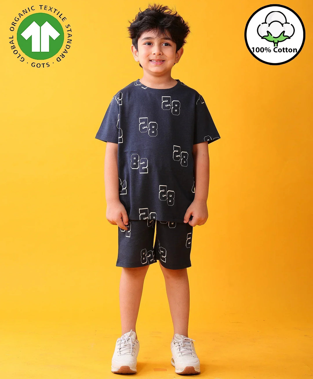 NUMBERS NAVY PLAYTIME T-SHIRT SHORT SET - NAVY - Anthrilo 