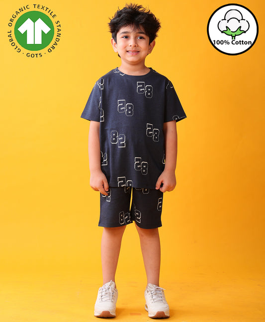 NUMBERS NAVY PLAYTIME T-SHIRT SHORT SET - NAVY