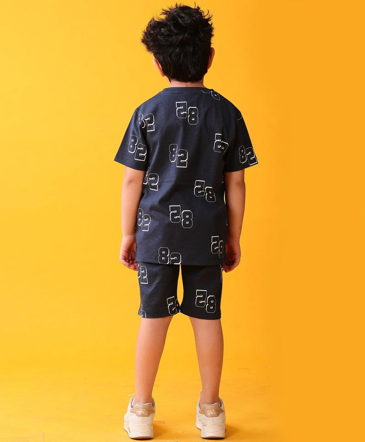 NUMBERS NAVY PLAYTIME T-SHIRT SHORT SET - NAVY - Anthrilo 