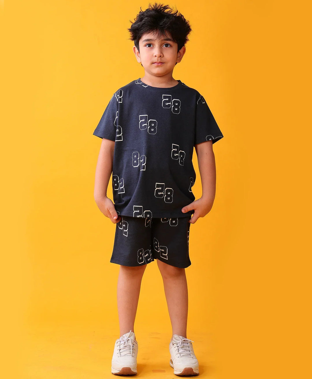 NUMBERS NAVY PLAYTIME T-SHIRT SHORT SET - NAVY - Anthrilo 