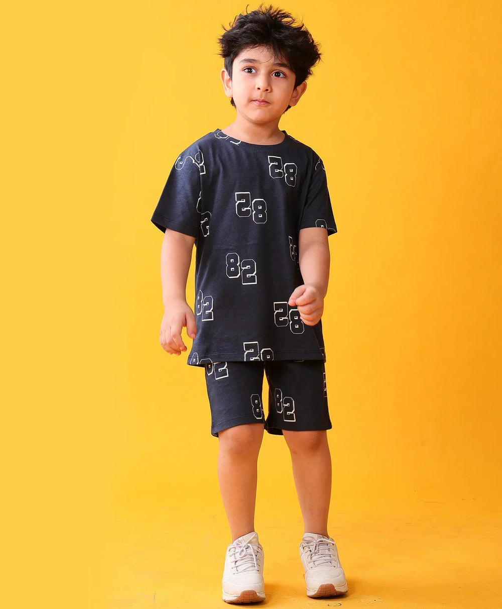 NUMBERS NAVY PLAYTIME T-SHIRT SHORT SET - NAVY - Anthrilo 