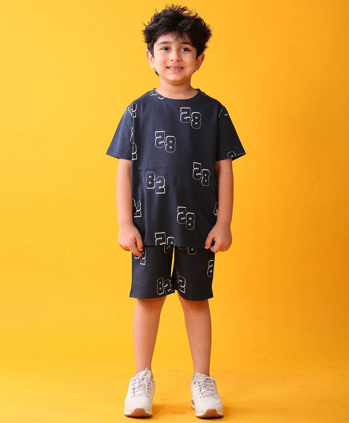 NUMBERS NAVY PLAYTIME T-SHIRT SHORT SET - NAVY - Anthrilo 