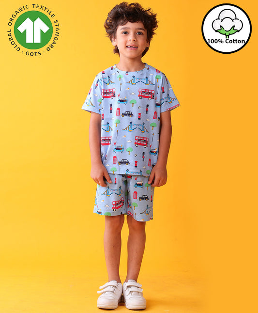 LONDON PLAYTIME T-SHIRT SHORT SET - BLUE