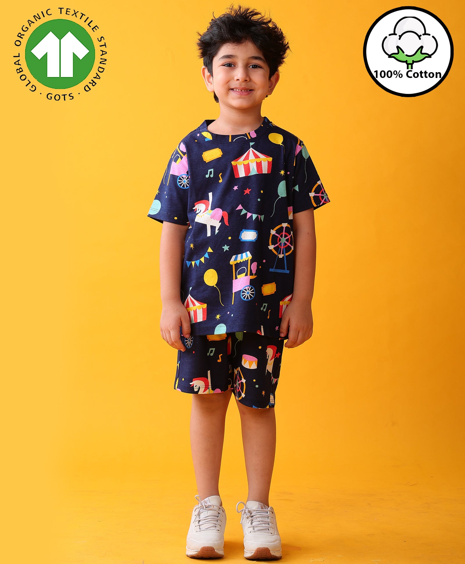 CARNIVAL CIRCUS SLEEPWEAR SHORTS SET - BLUE - Anthrilo 