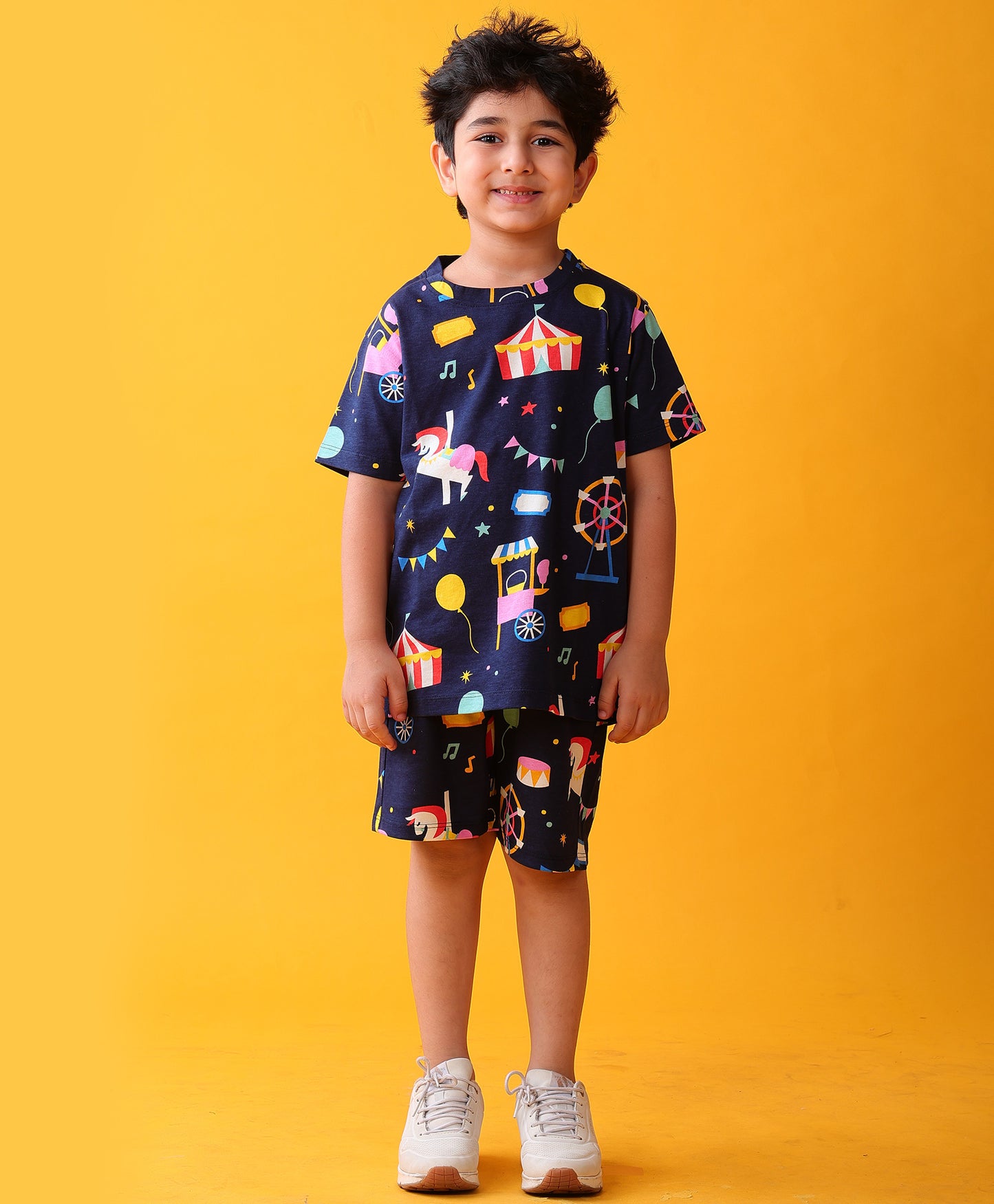 CARNIVAL CIRCUS SLEEPWEAR SHORTS SET - BLUE - Anthrilo 