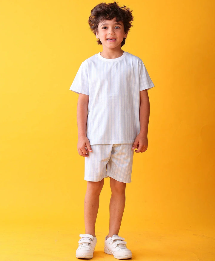 STRIPED BLUE PLAYTIME T-SHIRT SHORT SET - BLUE - Anthrilo 