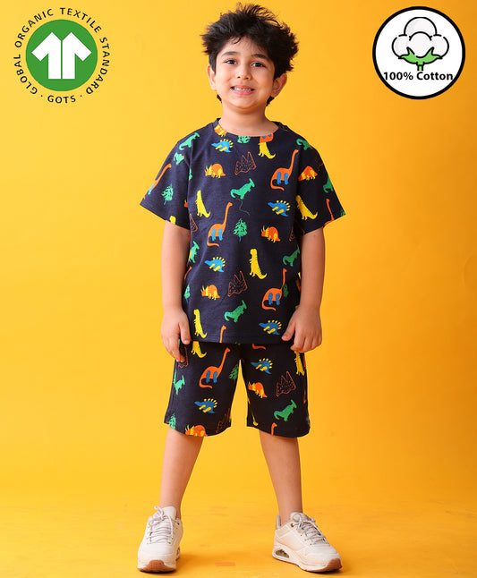 DINOSAUR FUN NAVY PLAYTIME T-SHIRT SHORT SET - NAVY