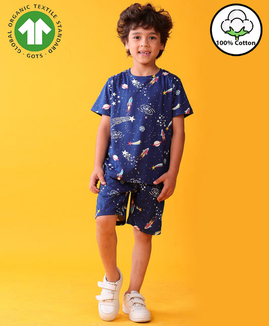 SOLAR SYSTEM PLAYTIME T-SHIRT SHORTS SET - NAVY