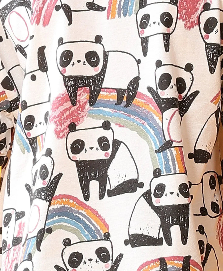 PANDA BLACK SUMMER T-SHIRT LEGGINGS SET - WHITE/BLACK - Anthrilo 