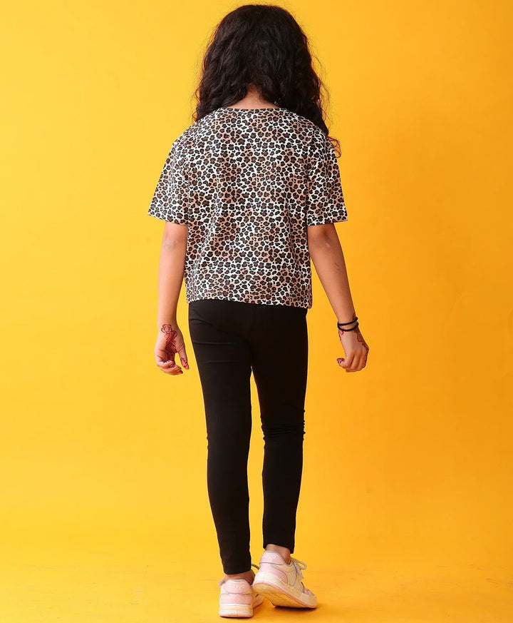 LEOPARD BLACK SUMMER TSHIRT LEGGINGS SET - BLACK - Anthrilo 