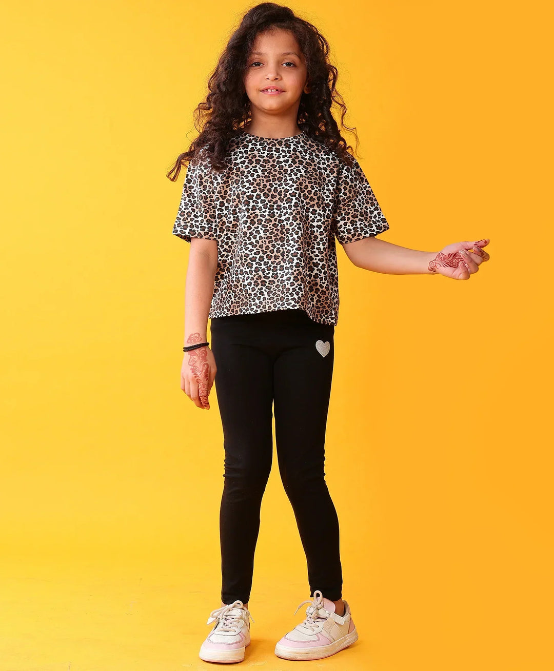 LEOPARD BLACK SUMMER TSHIRT LEGGINGS SET - BLACK - Anthrilo 