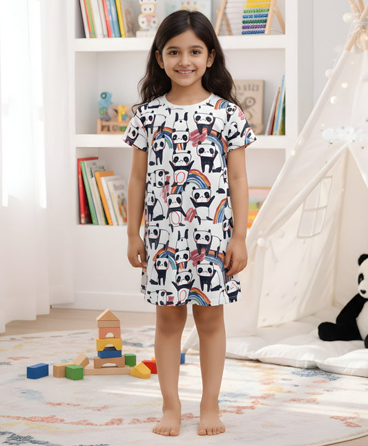 PANDA NIGHT DRESS - WHITE