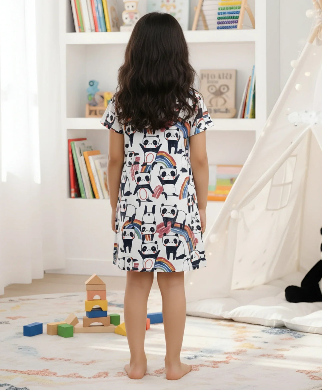 PANDA NIGHT DRESS - WHITE - Anthrilo 