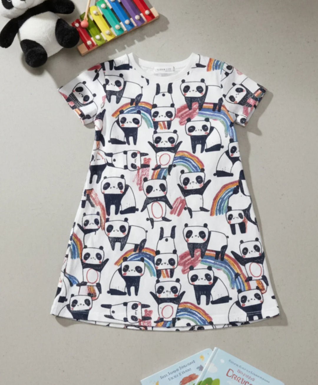 PANDA NIGHT DRESS - WHITE - Anthrilo 