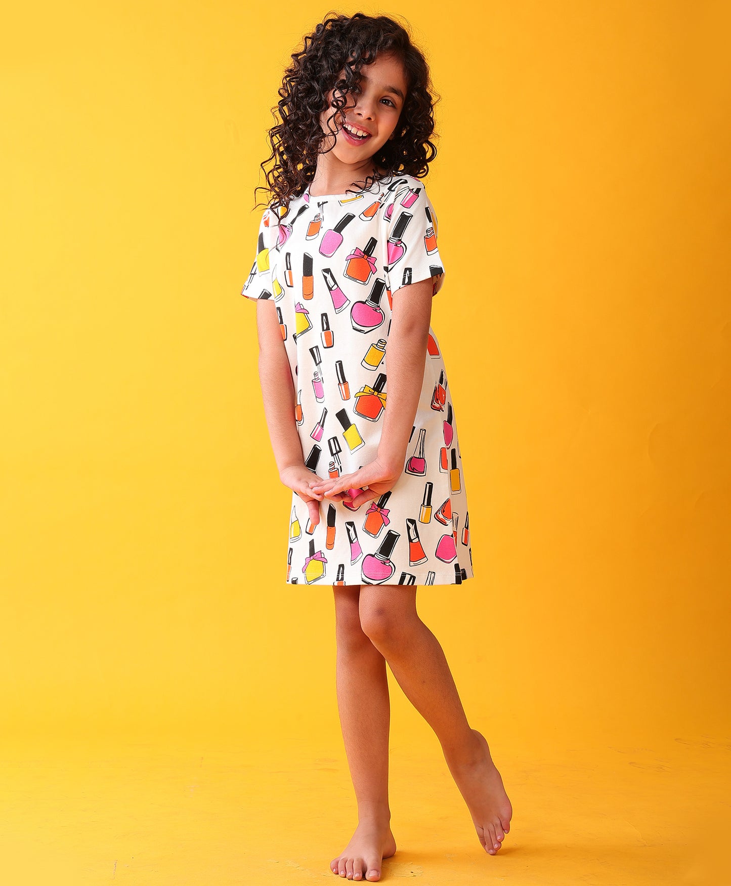 NAIL PAINT GIRLS NIGHT DRESS - WHITE