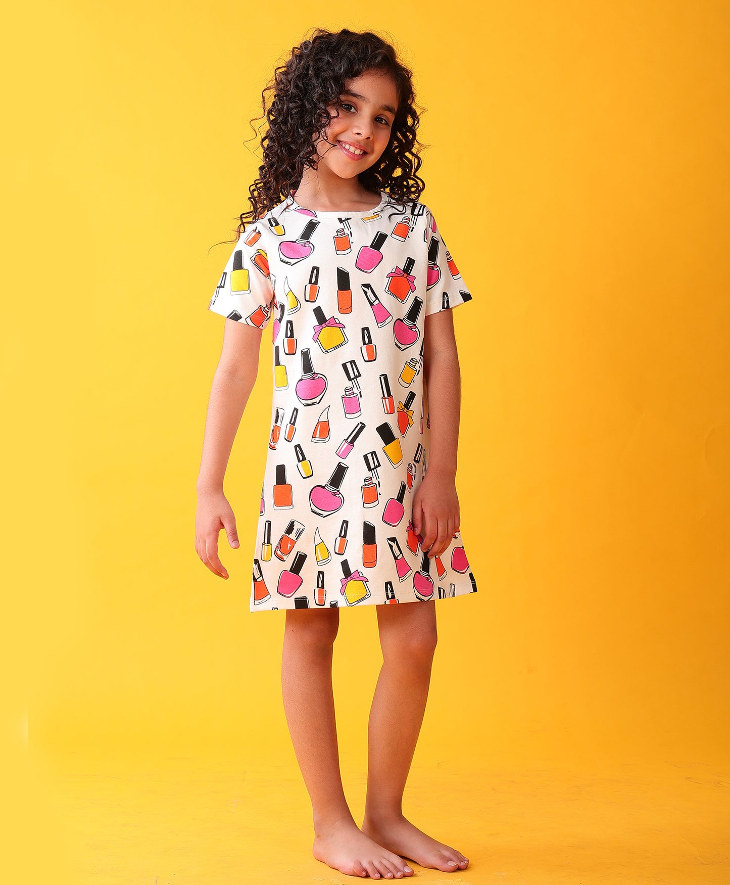 NAIL PAINT GIRLS NIGHT DRESS - WHITE