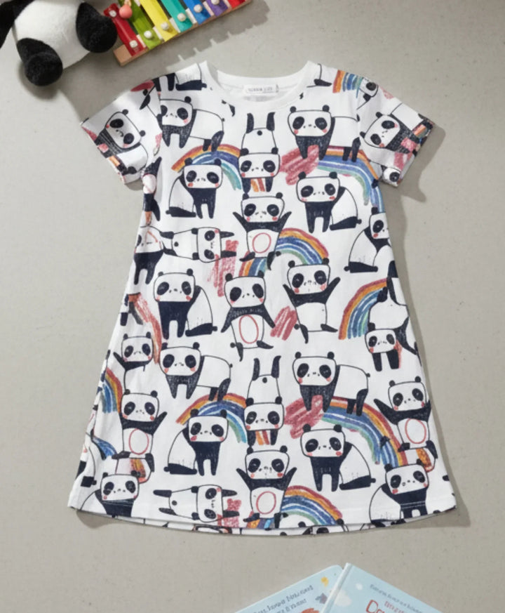 Panda Girls Casual Dress - White