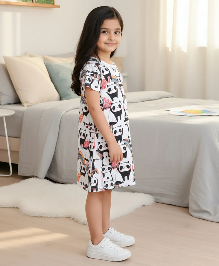 Panda Girls Casual Dress - White