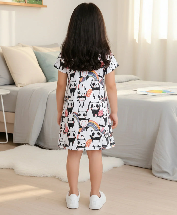 Panda Girls Casual Dress - White