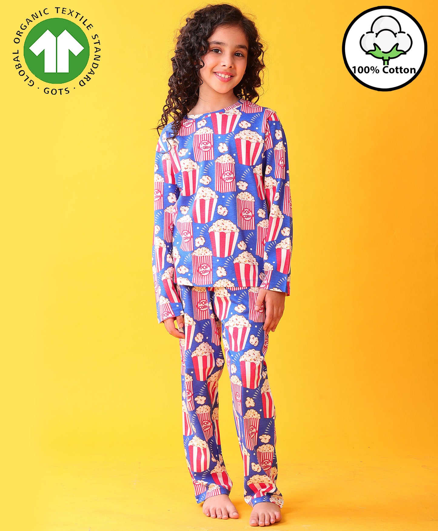 POPCORN GIRLS LONG SLEEVES PYJAMA SET - BLUE
