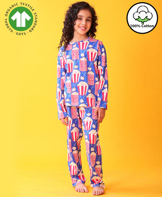 POPCORN GIRLS LONG SLEEVES PYJAMA SET - BLUE