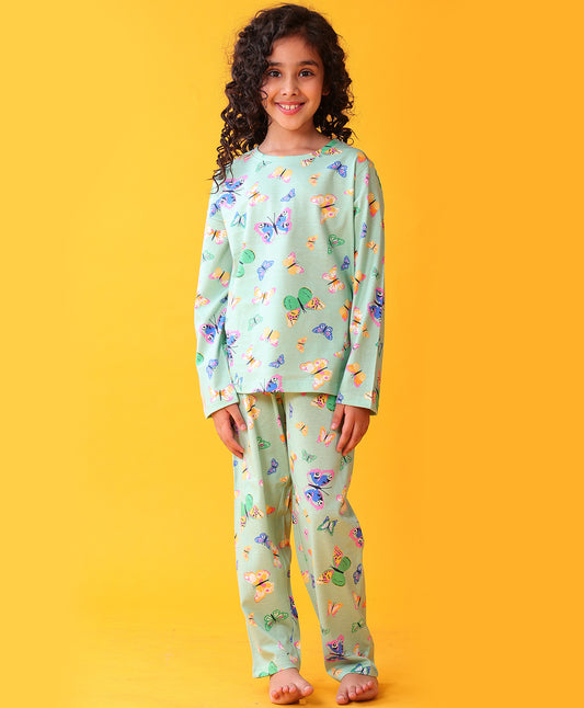 BUTTERFLY LONG SLEEVES PYJAMA SET - GREEN