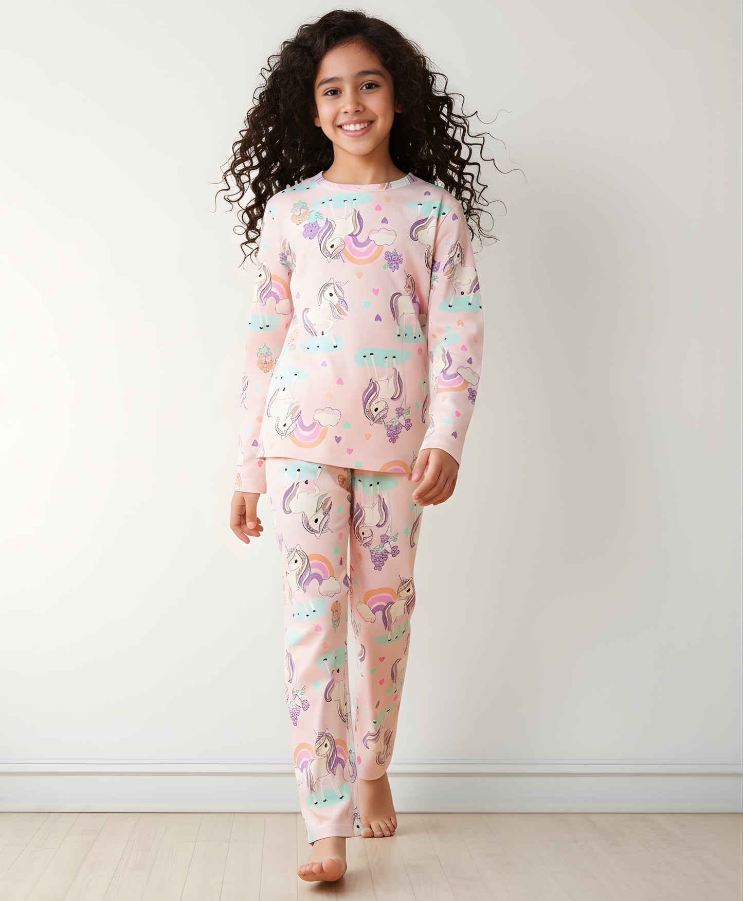 UNICORN HEART LONG SLEEVES PYJAMA SET - PINK - Anthrilo 