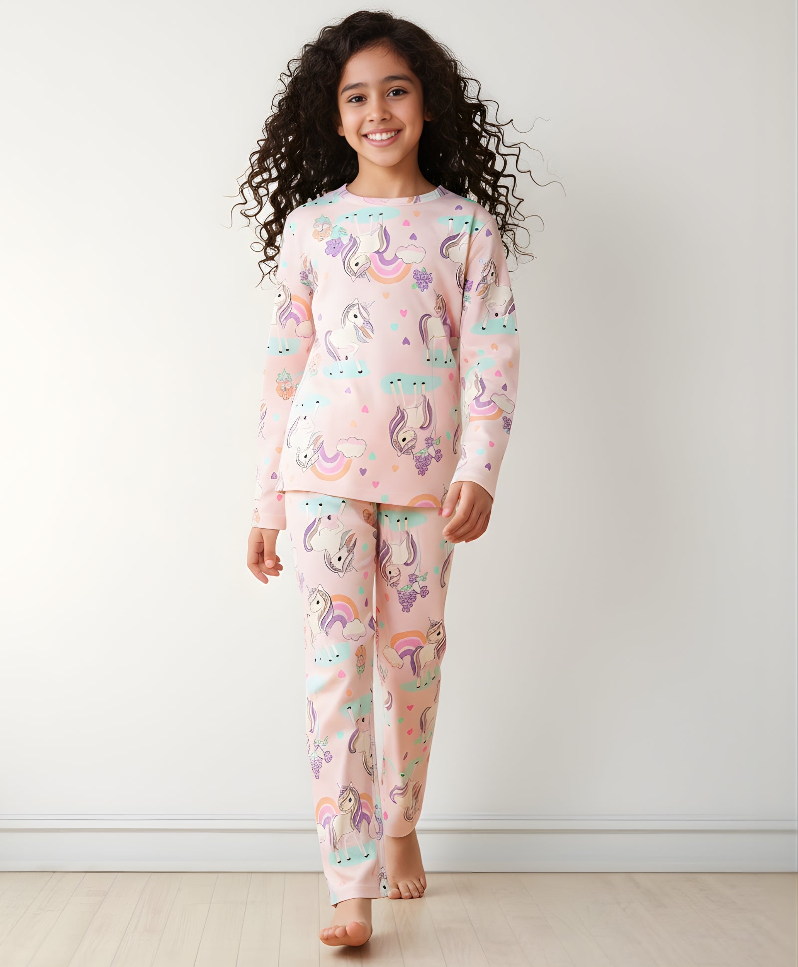 UNICORN HEART LONG SLEEVES PYJAMA SET - PINK - Anthrilo 