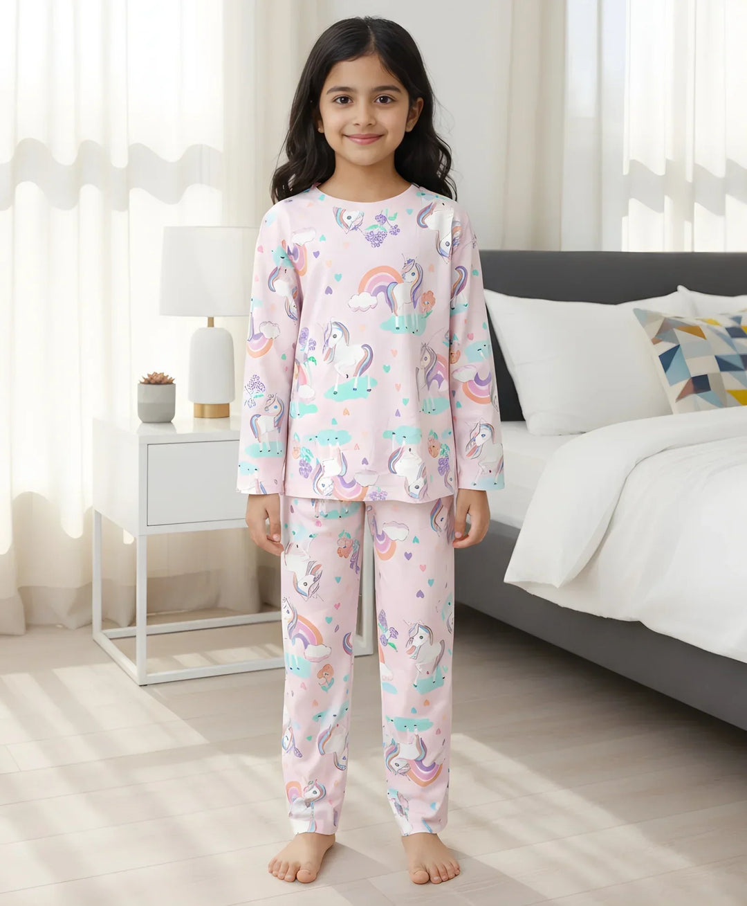 UNICORN HEART LONG SLEEVES PYJAMA SET - PINK - Anthrilo 