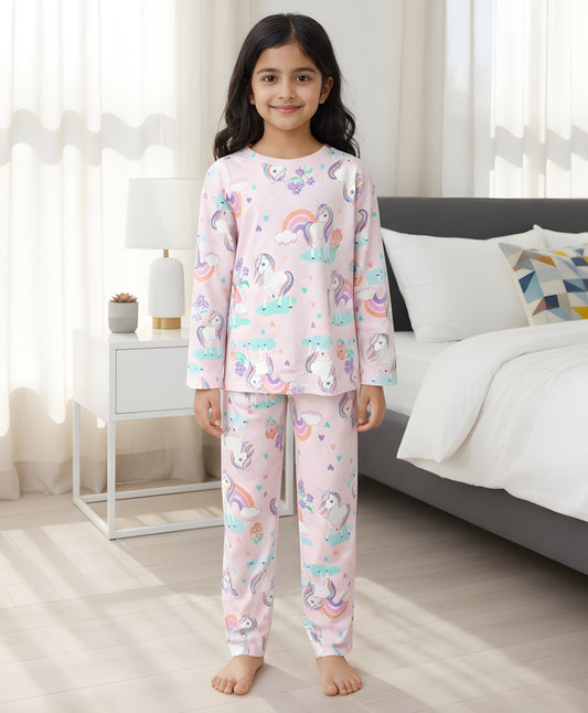 UNICORN HEART LONG SLEEVES PYJAMA SET - PINK