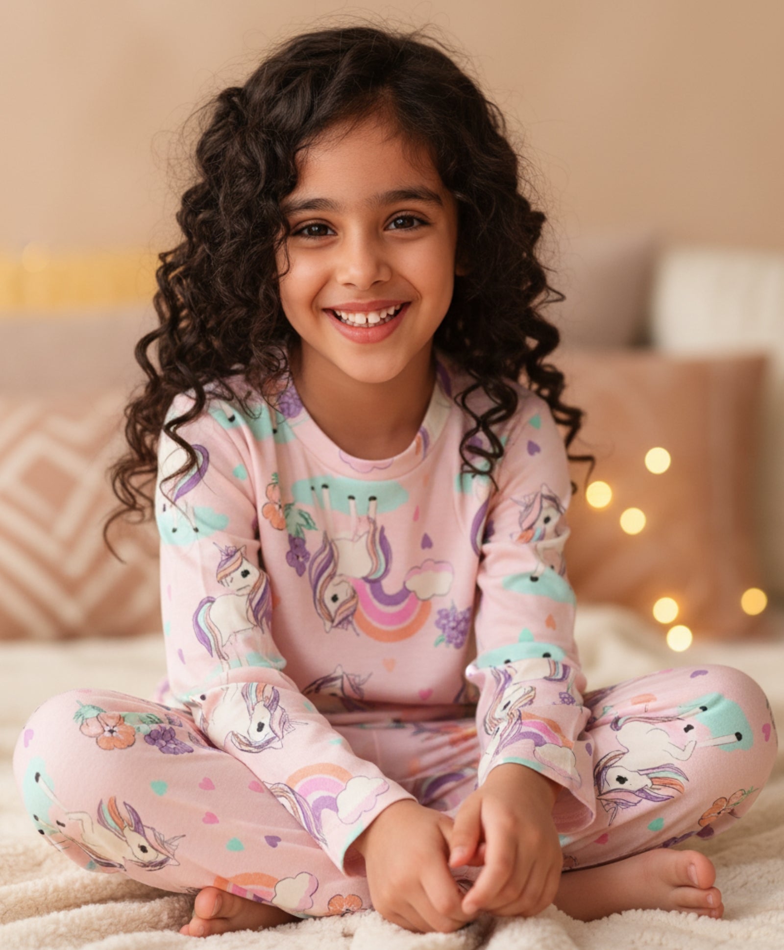 UNICORN HEART LONG SLEEVES PYJAMA SET - PINK - Anthrilo 