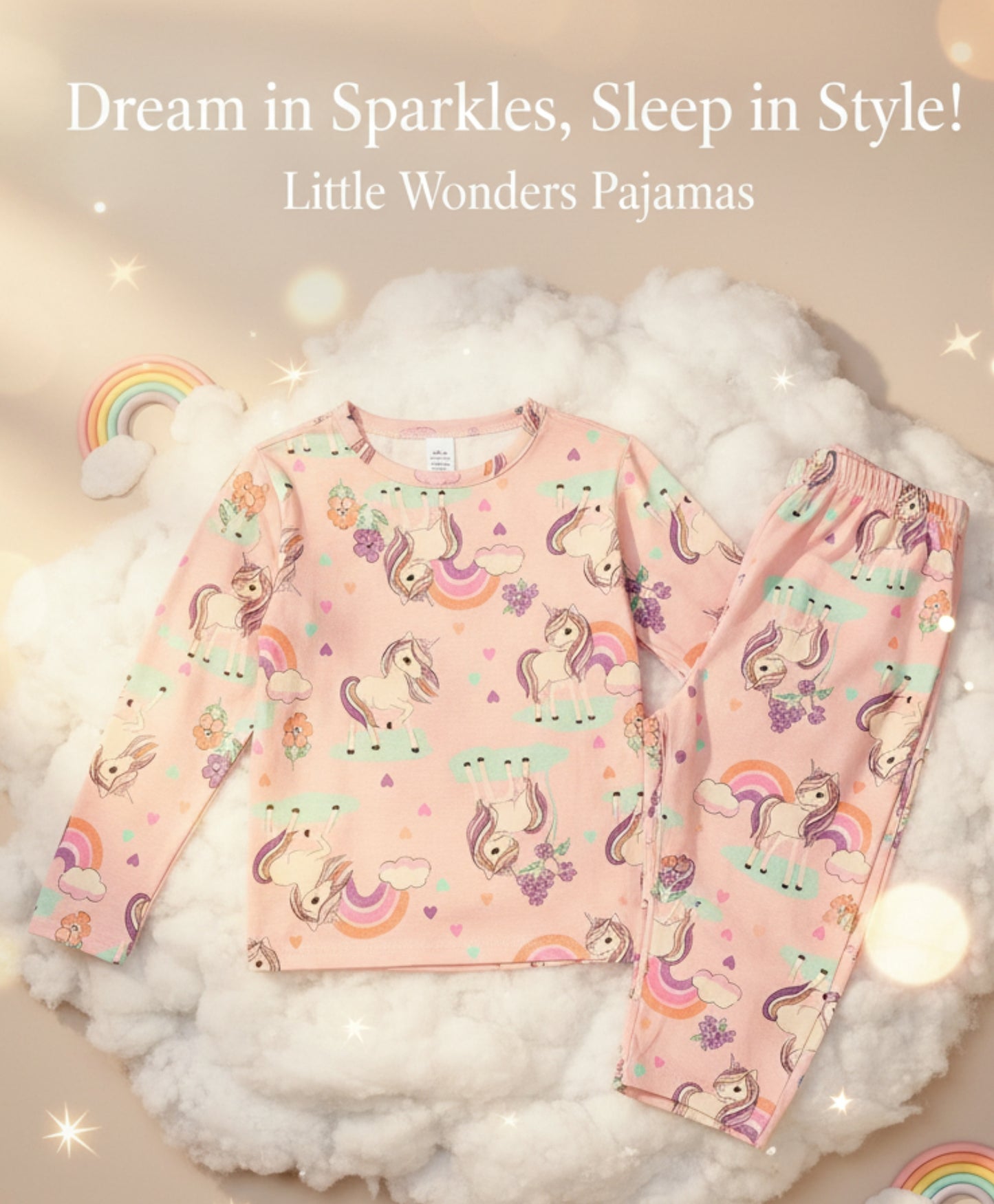 UNICORN HEART LONG SLEEVES PYJAMA SET - PINK - Anthrilo 