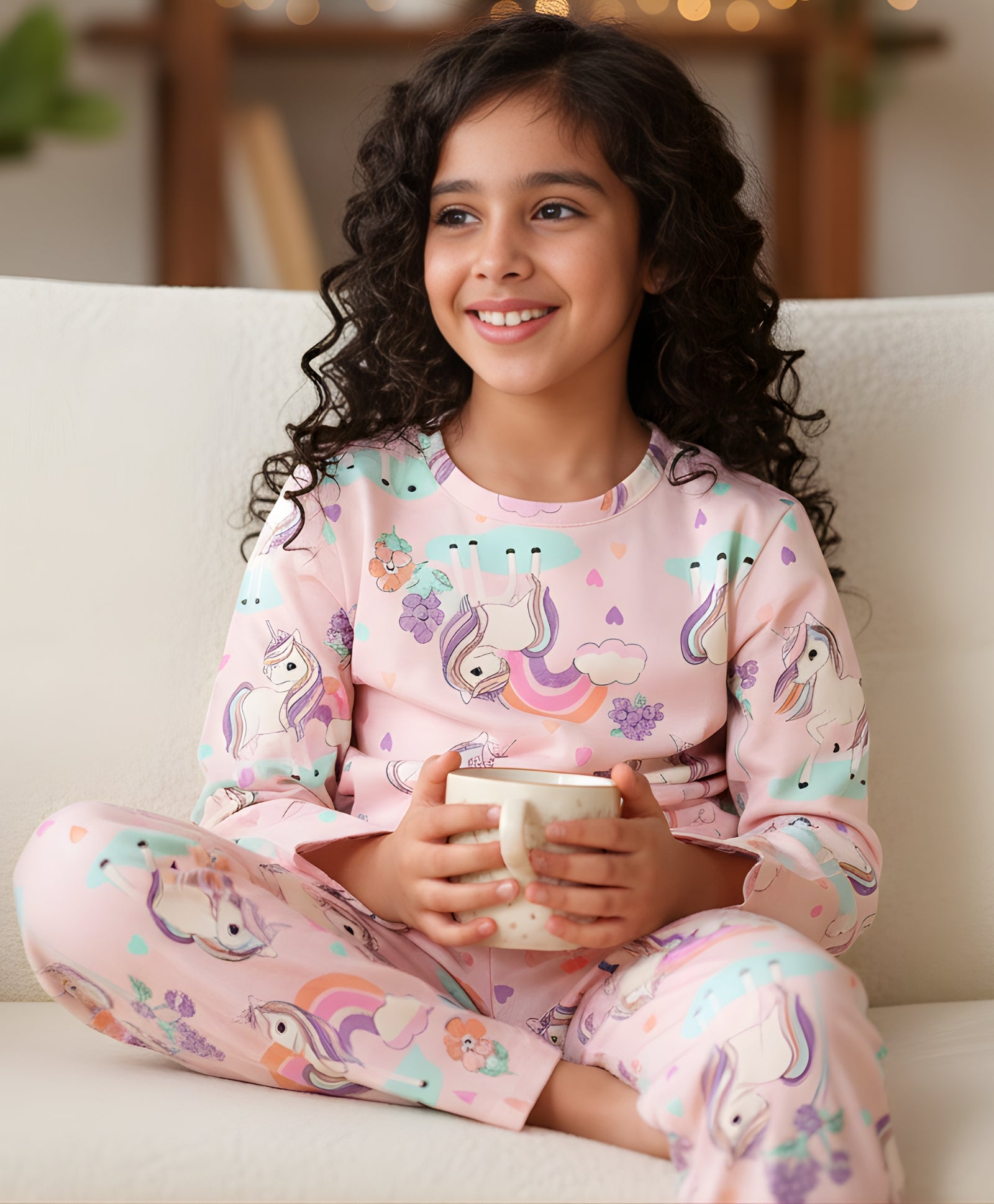 UNICORN HEART LONG SLEEVES PYJAMA SET - PINK - Anthrilo 