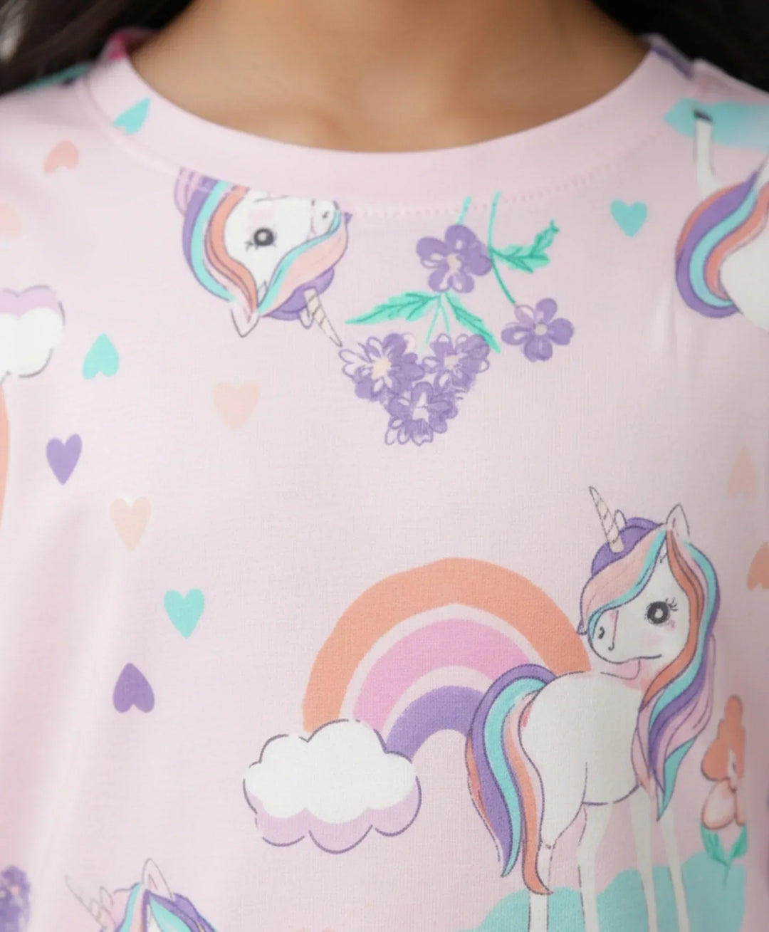 UNICORN HEART LONG SLEEVES PYJAMA SET - PINK - Anthrilo 