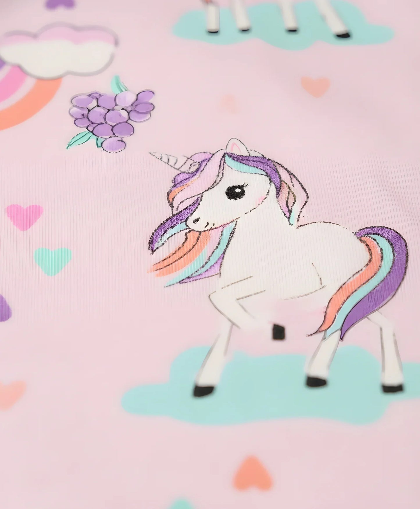 UNICORN HEART LONG SLEEVES PYJAMA SET - PINK