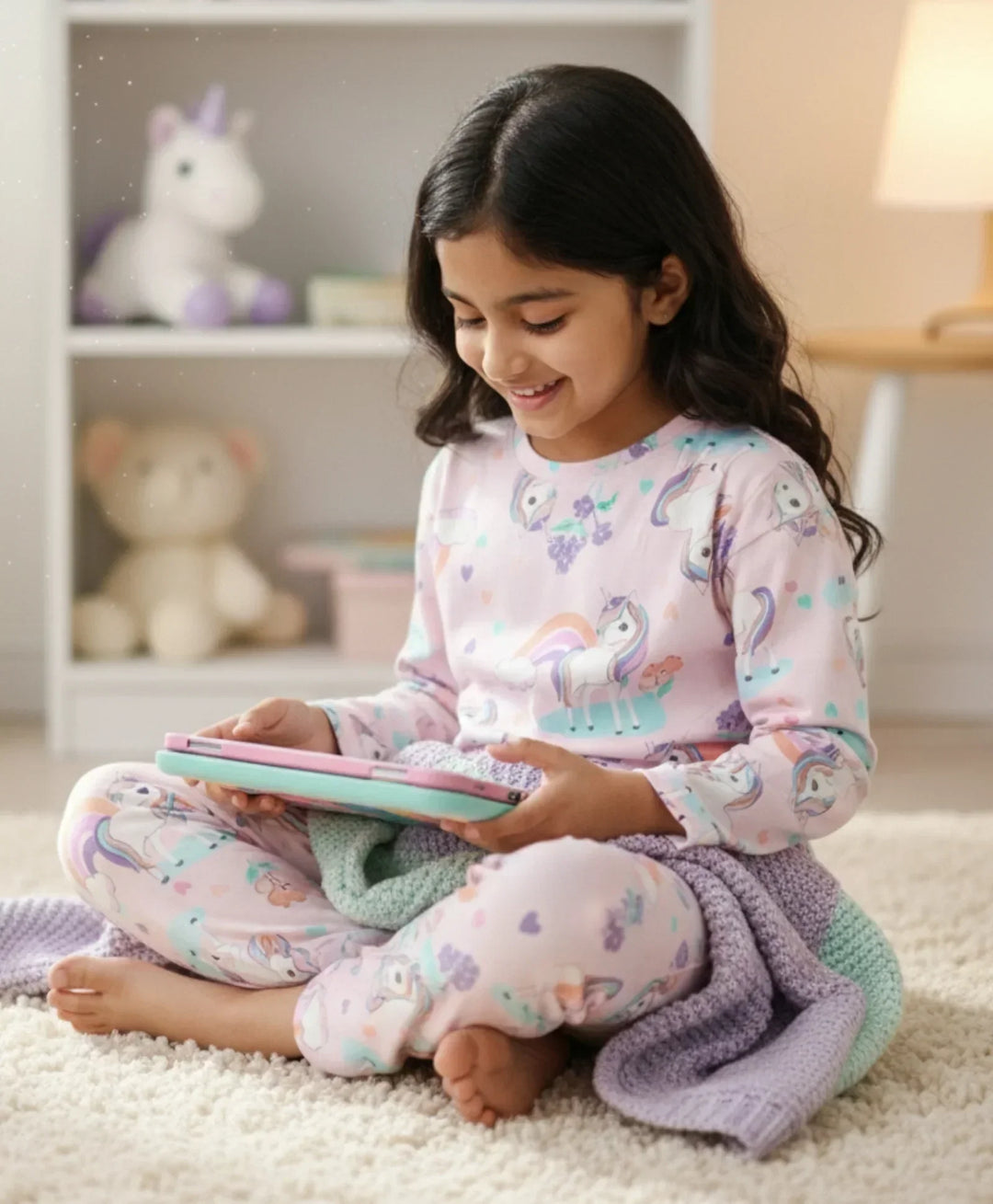 UNICORN HEART LONG SLEEVES PYJAMA SET - PINK - Anthrilo 