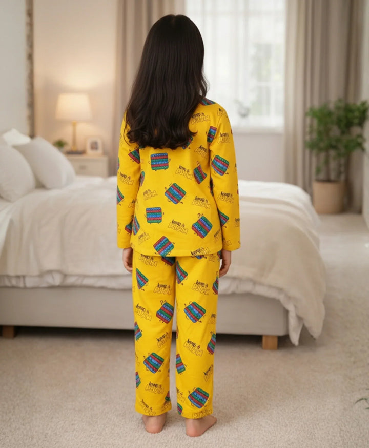 Pop It Boys Yellow Long Sleeves Pyjama Set - Anthrilo 